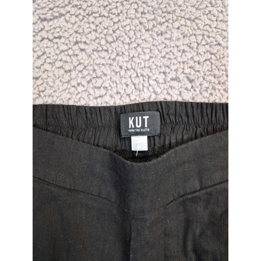 NWT KUT Linen Pants Women's Size M Black Wide Leg High Rise Trouser (1355) - Picture 2 of 13